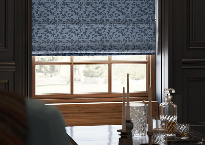Oak Leaves Velvet, Midnight - Motorised Roman Blind - Image 5